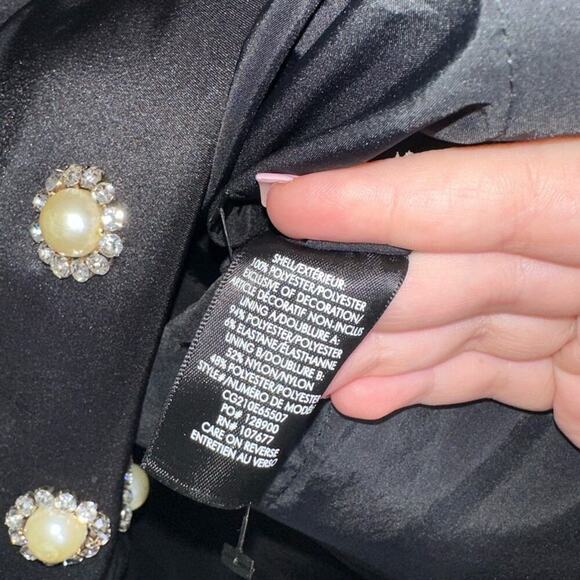 Alice + Olivia Athene Pearl Embellished Babydoll Mini Dress NWT Black 14 Plus - Picture 11 of 15